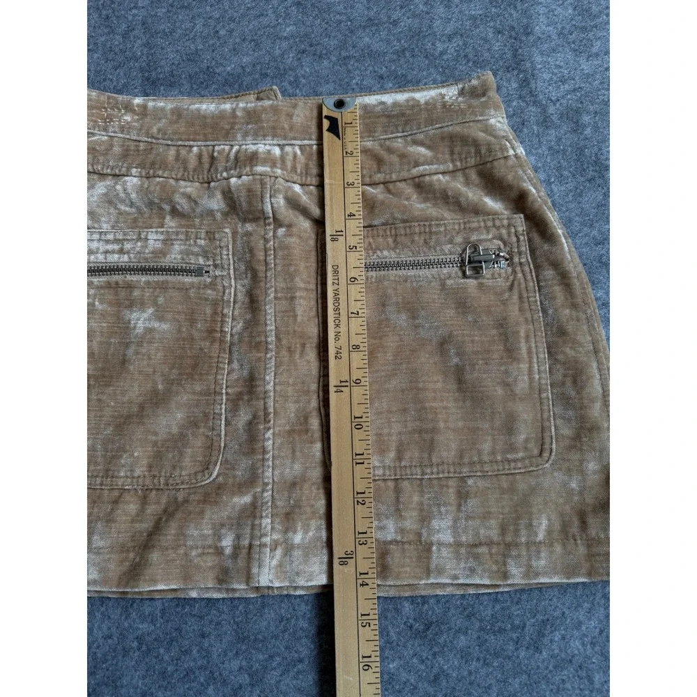 Free People Dust to Dust Crushed Velvet  Sz 4 Mini Skirt Camel Gold